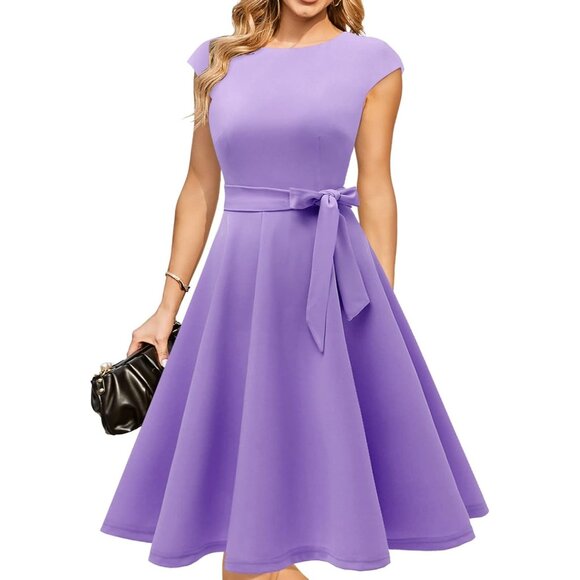 Dresstells Women's Lavender Modest Vintage Cocktail Formal Party Dresses - Picture 1 of 7